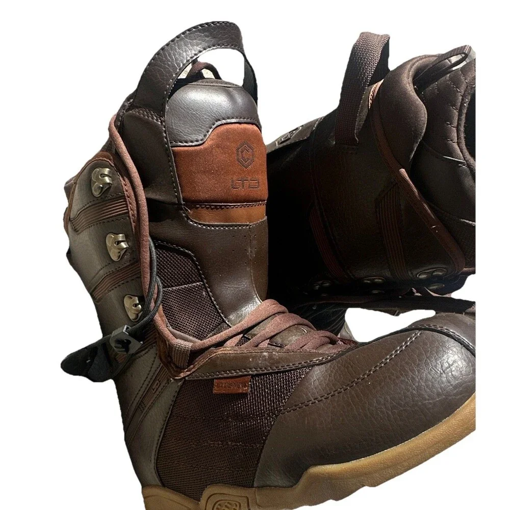 LTD Snowboard Boots Mens Size 10 Brown Black Lace Up Medium Flex Winter